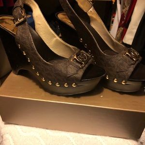 Michael Kors sling wedge shoes